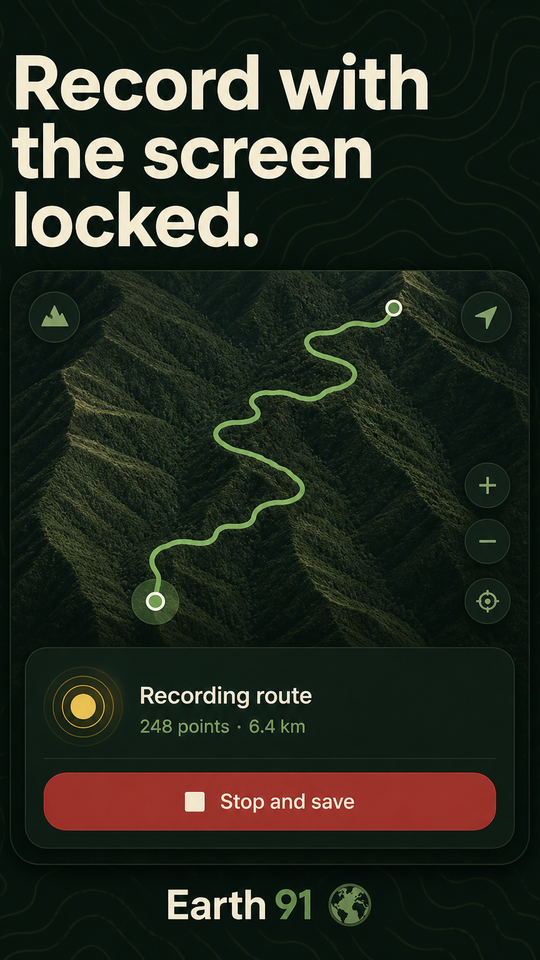 Route recording with a clear foreground notification while the screen is locked